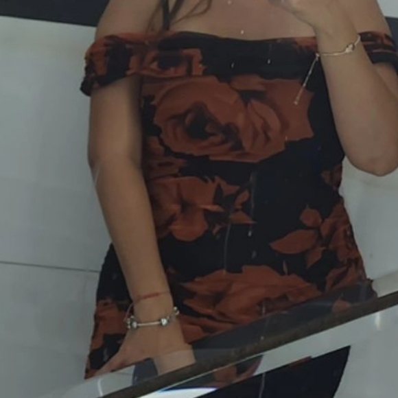 Premier Amour Floral Mesh Short Sleeve Midi Sheath Dress SIZE 10 - Picture 5 of 9